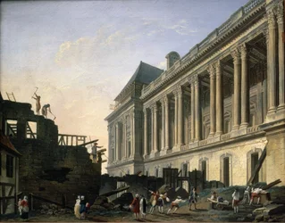 Het opruimen van de colonnade van het Louvre, 1764